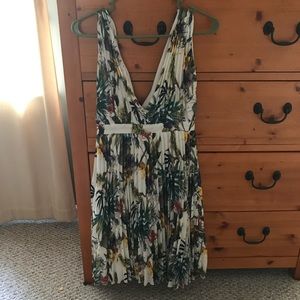 ModCloth pleated tropical print dress